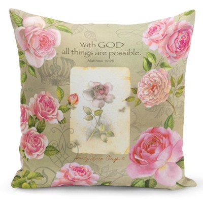 With God, Roses, Pillow Cover  -     By: Sandy Clough
