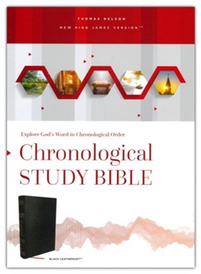 NKJV Chronological Study Bible--soft leather-look, black  - 