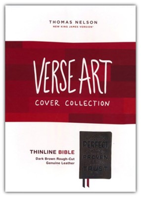 NKJV, Thinline Large Print Bible, Verse Art Cover Collection, Genuine Leather, Brown