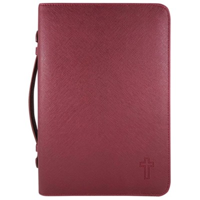 Cross Bible Cover, Textured Leather-look Bible Cover, Burgundy, Large  - 