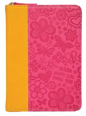 Bloom Zipper Journal, Orange and Pink  - 