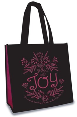 Filled With Joy, Eco Tote, Black and Pink  - 