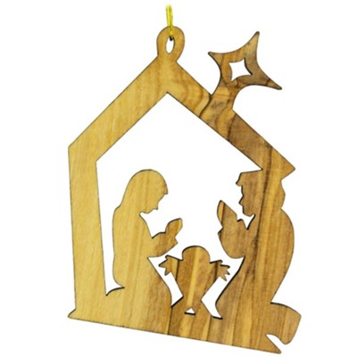 Nativity and Star Holy Land Olive Wood Christmas Ornament ...