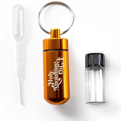 Anointing Oil Bottle Holder Keychain, Gold  - 