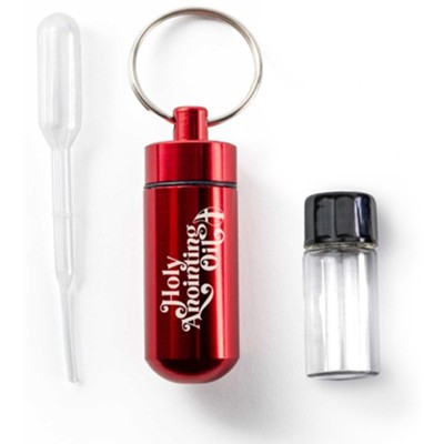 Anointing Oil Bottle Holder Keychain, Red  - 