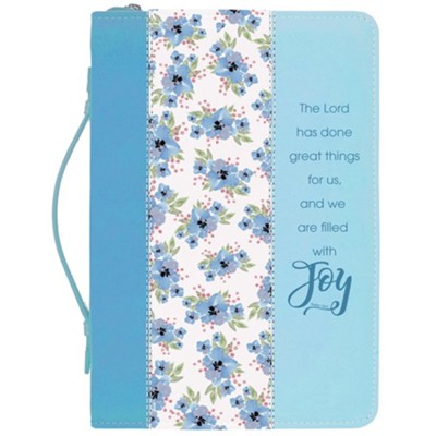 Blue Flowers Bible Cover, Large  - 