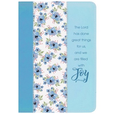 The Lord Has Done Great Things Zippered Journal, Blue Flowers  - 