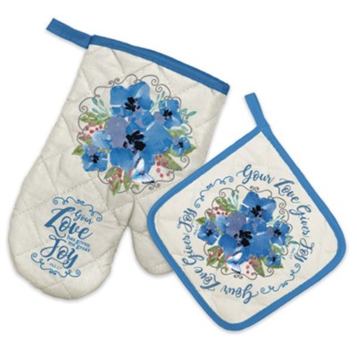 Thankful & Blessed Design Custom Oven Mitt & Pot Holder Set