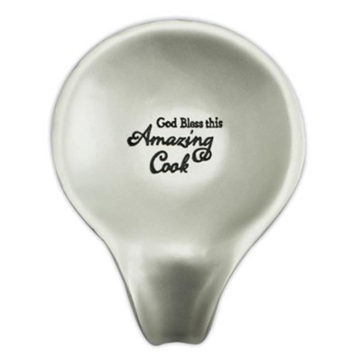 God Bless This Amazing Cook Spoon Rest, Silver  - 