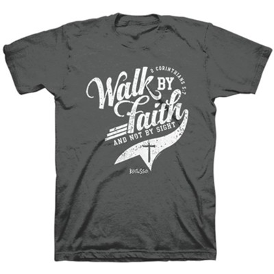 Walk By Faith Shirt, Heather Black, X-Large , Unisex - Christianbook.com