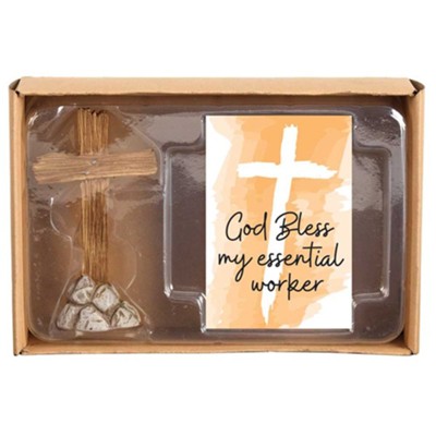 God Bless My Essential Worker Cross Figurine with Pocket Card  - 