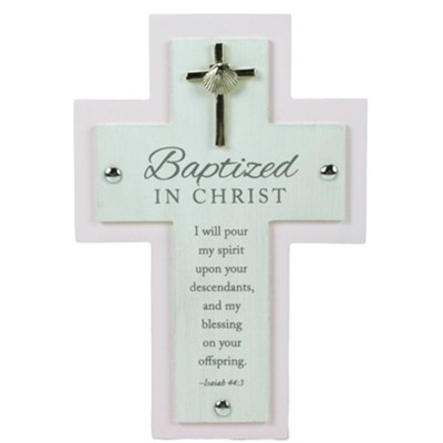 Baptized In Christ Cross, Pink  - 