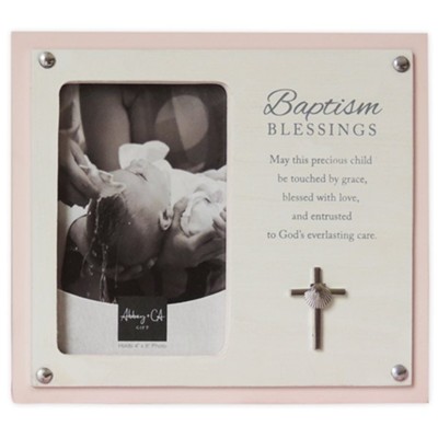Baptism Blessings Frame, Pink  - 
