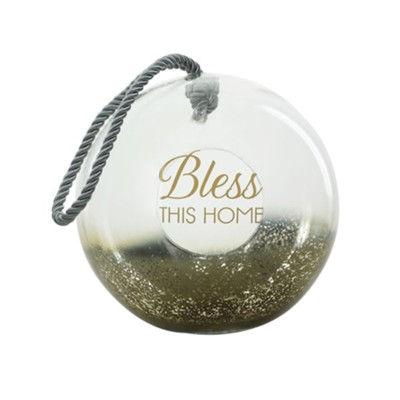 Bless This Home Glass Lantern, Gold  - 