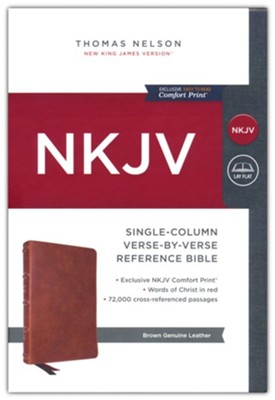 NKJV Single-Column Reference Bible, Comfort Print--genuine leather ...