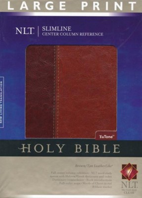 NLT Slimline Reference Bible, Large Print TuTone Leatherlike  Brown/Tan, Thumb-Indexed  - 