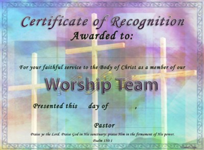 Certificate of Recognition- Worship Team - PDF Download [Download ...