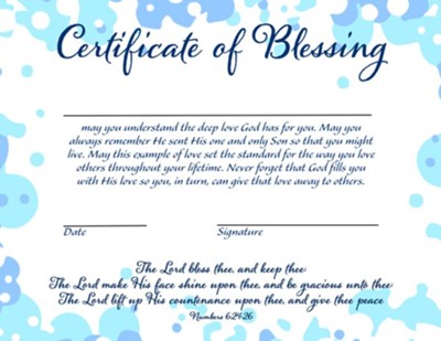 Certificate of Blessing - PDF Download [Download] - Christianbook.com
