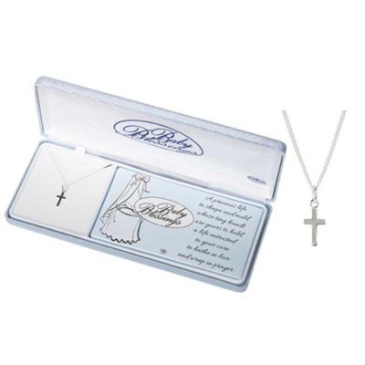 Christening Cross for Boys made of 14K White and Yellow Gold |  OramaWorld.com