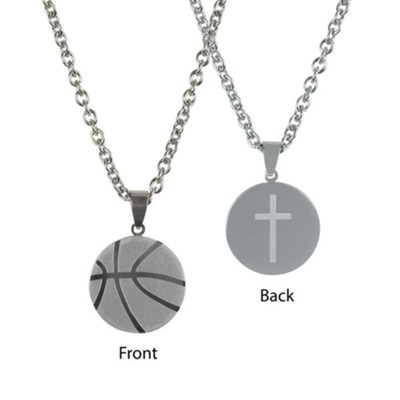 Basketball Necklace for Him, Stainless Steel  - 