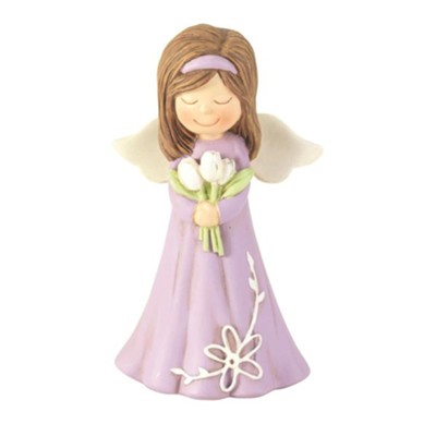 Angel with Tulips Figurine, Purple  - 