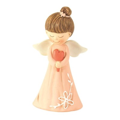 Angel with Heart Figurine, Peach  - 