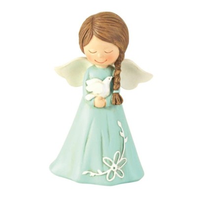 Angel with Dove Figurine, Blue  - 