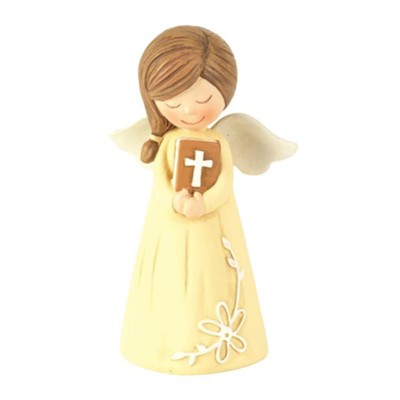 Angel with Bible Figurine, Yellow  - 
