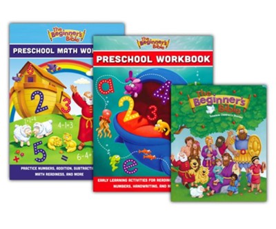 The Beginner's Bible, Preschool Workbook & Preschool Math  Workbook, 3 Books  - 