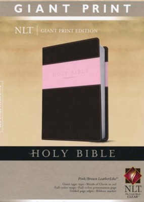 NLT Holy Bible, Giant Print TuTone Imitation Leather, pink/brown  - 