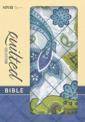 NIV Quilted Collection Bible, Compact, Flexcover, Blue Paisley  - 