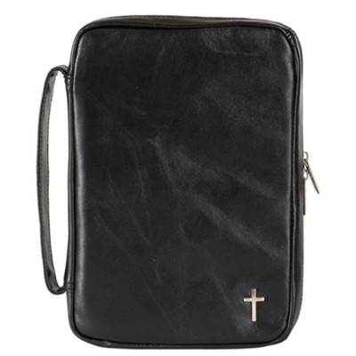 Leather Bible Cover, Black, Large  - 
