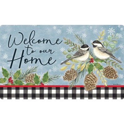 Bless this Home Winter Door Mat, Christian Home Door Mat