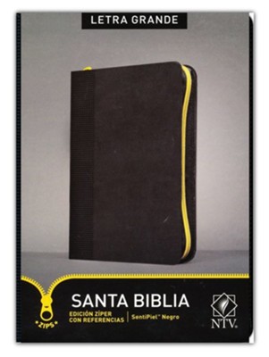 NTV Santa Biblia, Edicion ziper letra grande con referencias LeatherLike, Black  - 