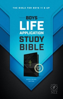 NLT Boys Life Application Study Bible, LeatherLike, Neon/Black  - 