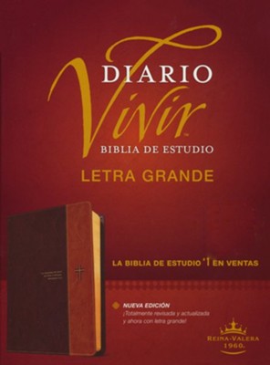 RVR60 Biblia de estudio del diario vivir, letra grande, RVR60 Large-Print Life Application Study Bible--soft leather-look, brown/tan  - 