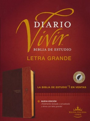 RVR60 Biblia de estudio del diario vivir, letra grande, RVR60 Large-Print Life Application Study Bible--soft leather-look, brown/tan (indexed)  - 