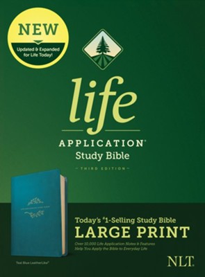 NLT Life Application Large-Print Study Bible, Third Edition--soft leather-look, teal  - 