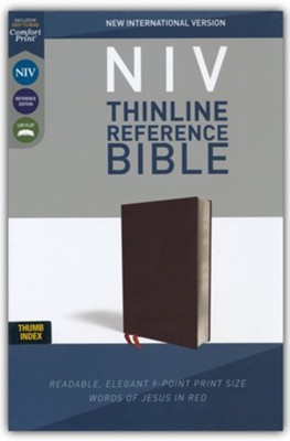 NIV Comfort Print Thinline Reference Bible, Bonded Leather, Burgundy ...