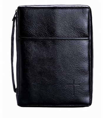 Black with Cross, Imitation Leather Bible Cover  - 