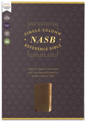 NASB Comfort Print Single-Column Reference Bible--soft leather-look, brown  - 