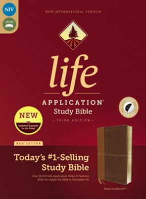 NIV Life Application Study Bible, Third Edition--soft leather-look, brown (indexed)  - 