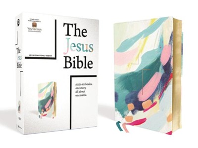 NIV, The Jesus Bible Comfort Print--soft leather-look, teal/multicolor  - 