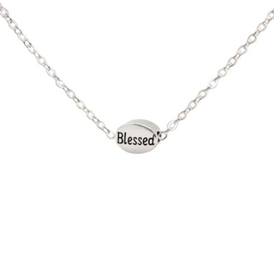 Blessed Oval Necklace, Silver  - 
