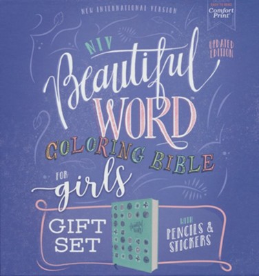 NIV Beautiful Word Coloring Bible for Girls Gift Set--soft leather-look over board, teal  - 