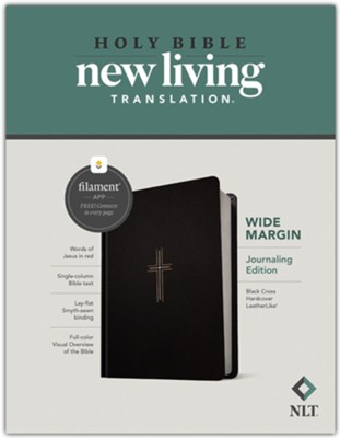 NLT Wide Margin Bible, Filament Enabled Edition--hardcover, black cross  - 
