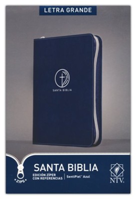 Santa Biblia NTV, Edici&#243n z&#237per con referencias, letra grande, LeatherLike, Blue  - 