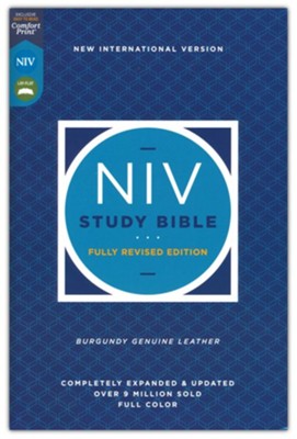 NIV Study Bible, Fully Revised Edition, Genuine Leather Burgundy