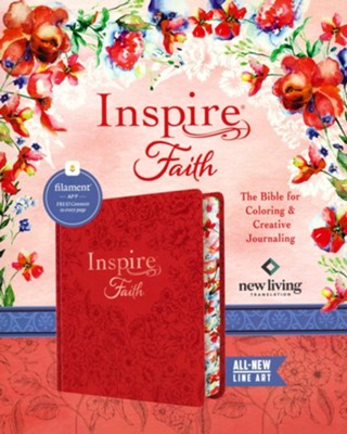 NLT Inspire FAITH Bible, Filament Enabled Edition, Hardcover LeatherLike, Coral Blooms  - 