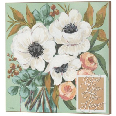 God Bless This Home, Anemone Bouquet, Wall Plaque  - 